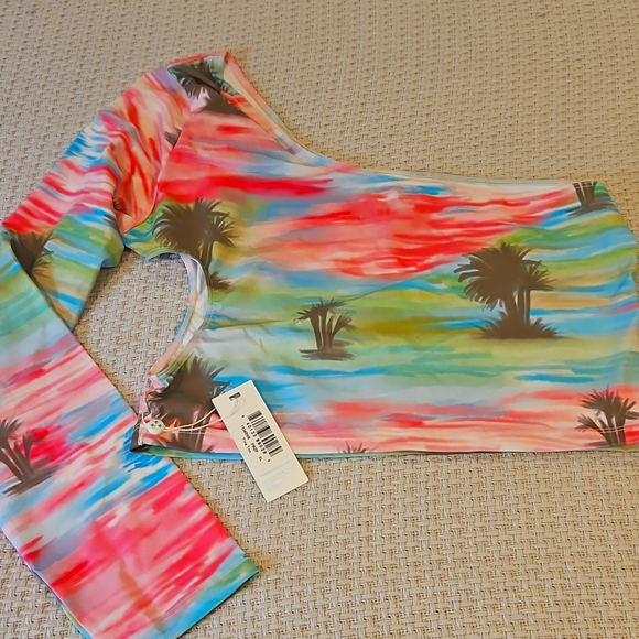 Frankie's Bikinis Other - 💕FRANKIES BIKINIS💕 Tina One Shoulder Bikini Top ~ Palmz Print Large XL NWT